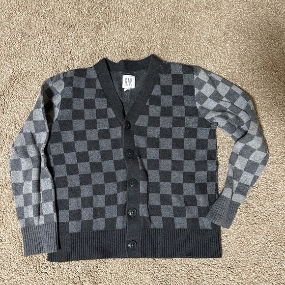 GAP Gray Checkered Cardigan Sweater - Picture 1 of 3